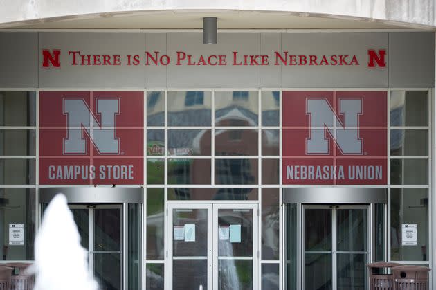 Sign on the University of Nebraska-Lincoln student union in Lincoln, Nebraska.