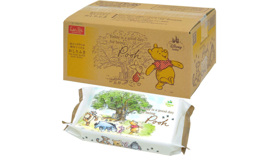 Winnie the Pooh 99% Pure Water, Soft Wipes, 80 Sheets x 12 Sheets (960 Sheets), Made in Japan, Weak Acidity, White (E00948). (Photo: Amazon SG)