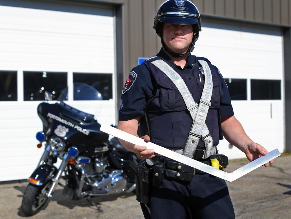 Portsmouth police officer Dean Outhouse will be one of the officers measuring motorcycle noise this summer. The department now has gear to measure and enforce decibel limits.

[Ioanna Raptis/File photo]