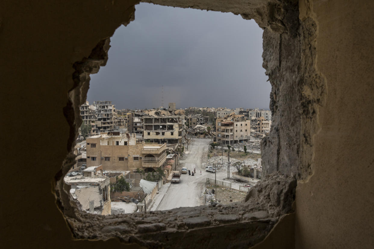 Edificios en ruinas después del régimen del Estado Islámico en Raqqa, Siria, el 13 de junio de 2018. (Ivor Prickett/The New York Times)