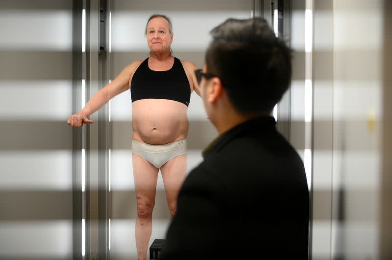 Willa Patsy Sharpe undergoes body scan at Innovation Health and Design Lab University of Delaware in Newark, Delaware