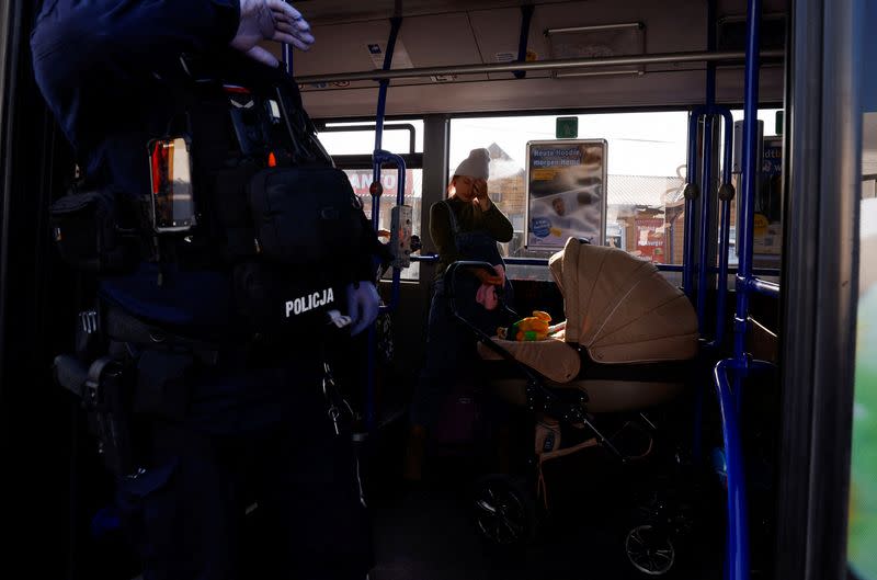 People fleeing Russia's ongoing invasion of Ukraine, in Medyka