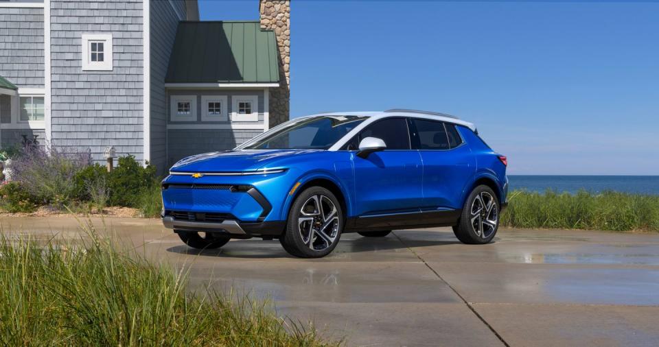 2024 chevrolet equinox ev 3lt in blue near the water