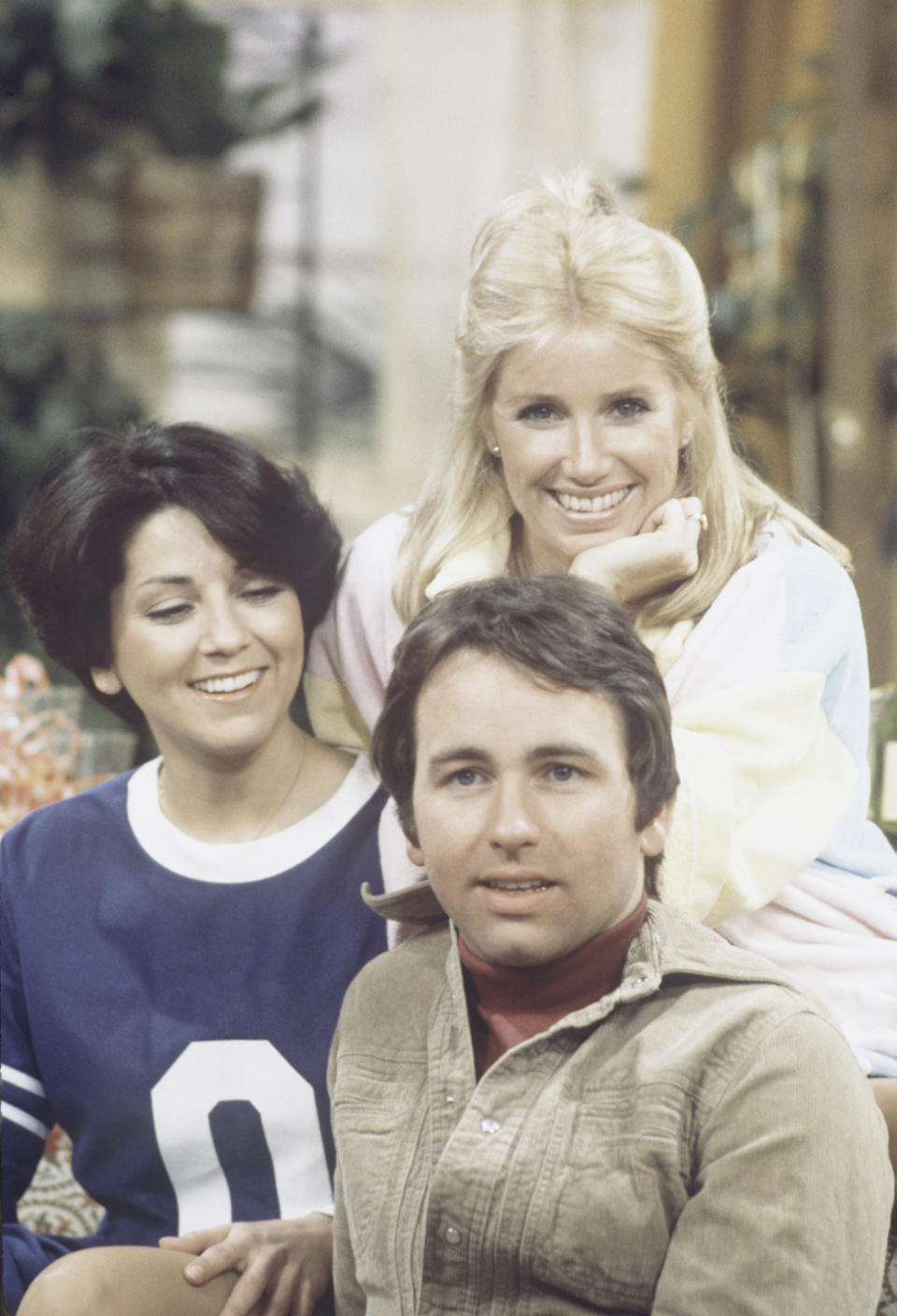 UNITED STATES - SEPTEMBER 12:  THREE'S COMPANY - gallery - Season One - 3/15/77, Joyce DeWitt (as Janet Wood), John Ritter (as Jack Tripper) and Suzanne Somers (as Chrissy Snow) played roommates.,  (Photo by Walt Disney Television via Getty Images Photo Archives/Walt Disney Television via Getty Images)
