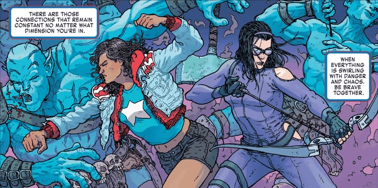 America junto a Kate Bishop, una de sus grandes aliadas.