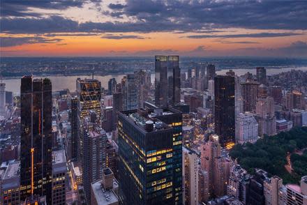 The apartment’s circular configuration gives tenants and guests exclusive views of Central Park, Midtown Manhattan, the Hudson River, and well beyond. (Photo by Evan Joseph/Prudential Douglas Elliman)