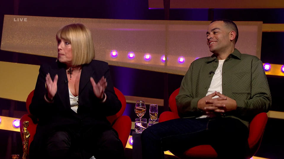 Fay Ripley and Ben Bailey Smith were on ITV's panel during the Oscars. (ITV)