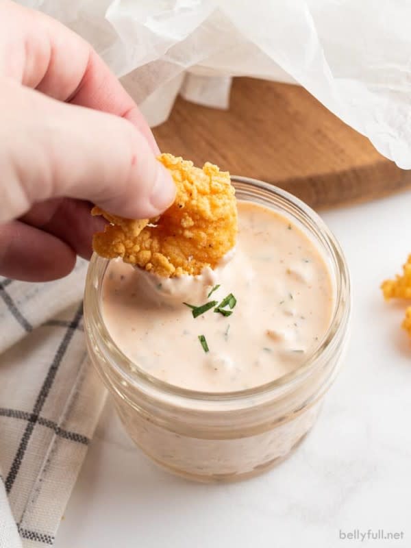 <p>BellyFull</p><p>This Louisiana-style remoulade sauce recipe is Perfect for po’ boys, crab cakes, or an awesome dipping sauce for so many things. Whip up a homemade version in minutes!</p><p><strong>Get the recipe: <a href="https://bellyfull.net/spicy-remoulade/" rel="nofollow noopener" target="_blank" data-ylk="slk:Remoulade Sauce;elm:context_link;itc:0;sec:content-canvas" class="link rapid-noclick-resp">Remoulade Sauce</a></strong></p><p><strong>Related: <a href="https://parade.com/967496/kristamarshall/easy-diy-salad-dressings-dips-seasoning-recipes/" rel="nofollow noopener" target="_blank" data-ylk="slk:27 DYI Dressings, Dips and Seasonings;elm:context_link;itc:0;sec:content-canvas" class="link rapid-noclick-resp">27 DYI Dressings, Dips and Seasonings</a></strong></p>