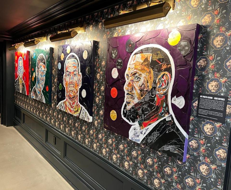 Artwork by Kris Rhymes is displayed at House Three Thirty in Akron near the entrance to the LeBron James' Home Court museum. Rhymes is a prominent visual artist from Arizona.