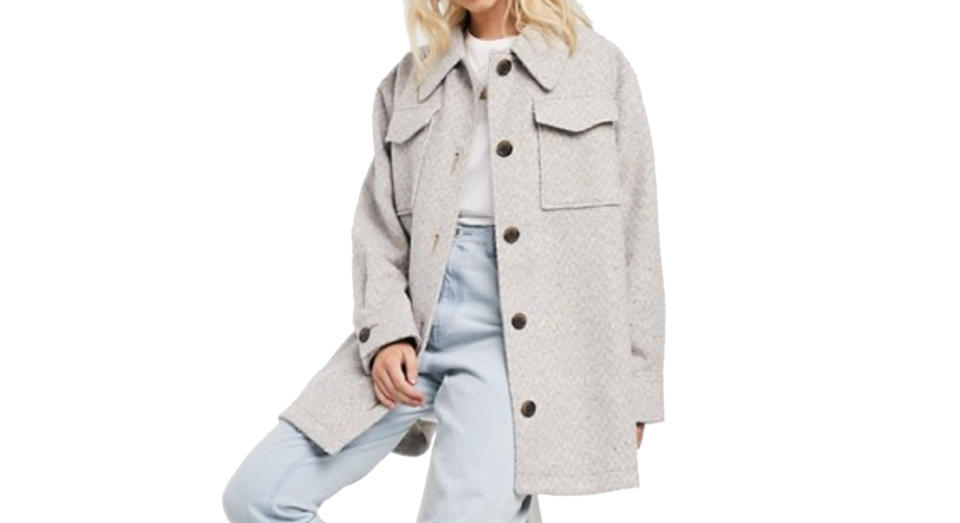 ASOS DESIGN brushed shacket in baby blue