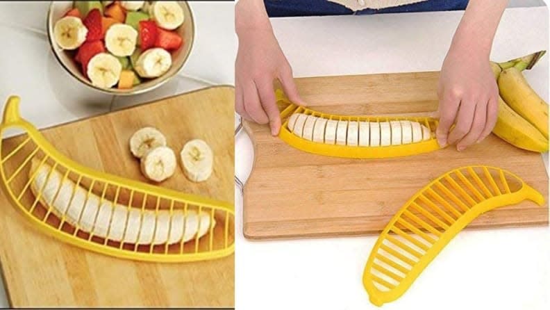 Easily slice bananas with this handy slicer.