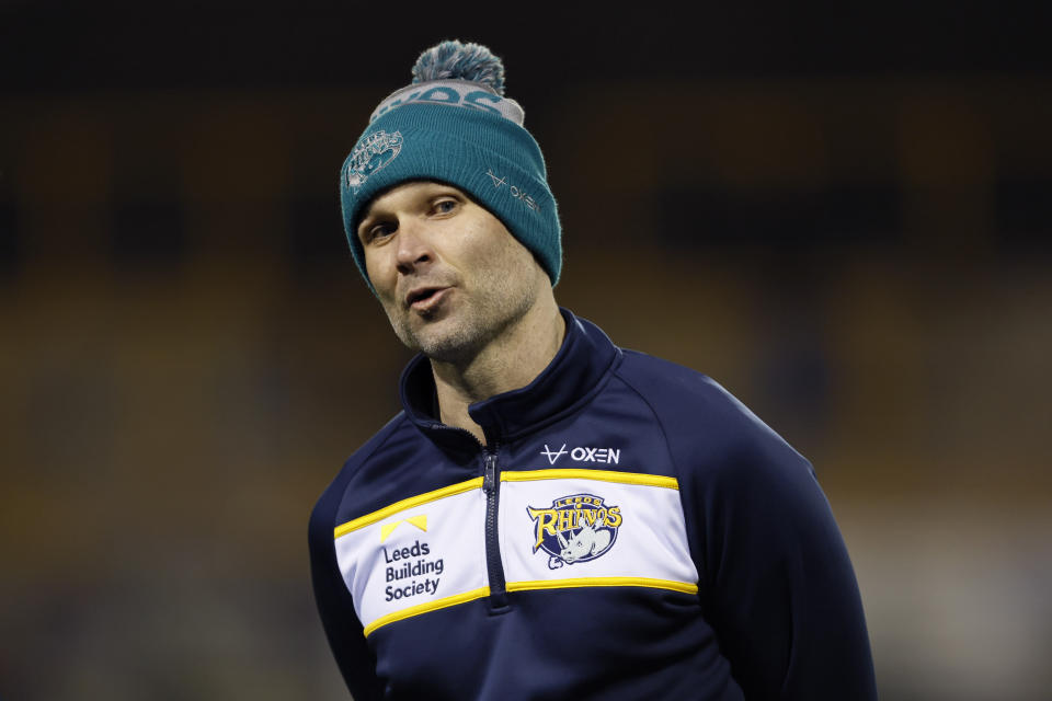 Leeds Rhinos coach Rohan Smith looks on ahead of Betfred's Premiership clash at The Mend-A-Hose Jungle, Castleford.  Photo date: Thursday, March 16, 2023. (Photo by Richard Sellers/PA Images via Getty Images)