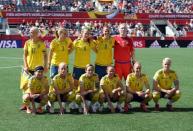 Jun 20, 2015; Ottawa, Ontario, CAN; The Sweden starters pose for a photo prior to the round of sixteen against Germany in the FIFA 2015 women's World Cup soccer tournament at Lansdowne Stadium. Germany won 4-1. Mandatory Credit: Matt Kryger-USA TODAY Sports
