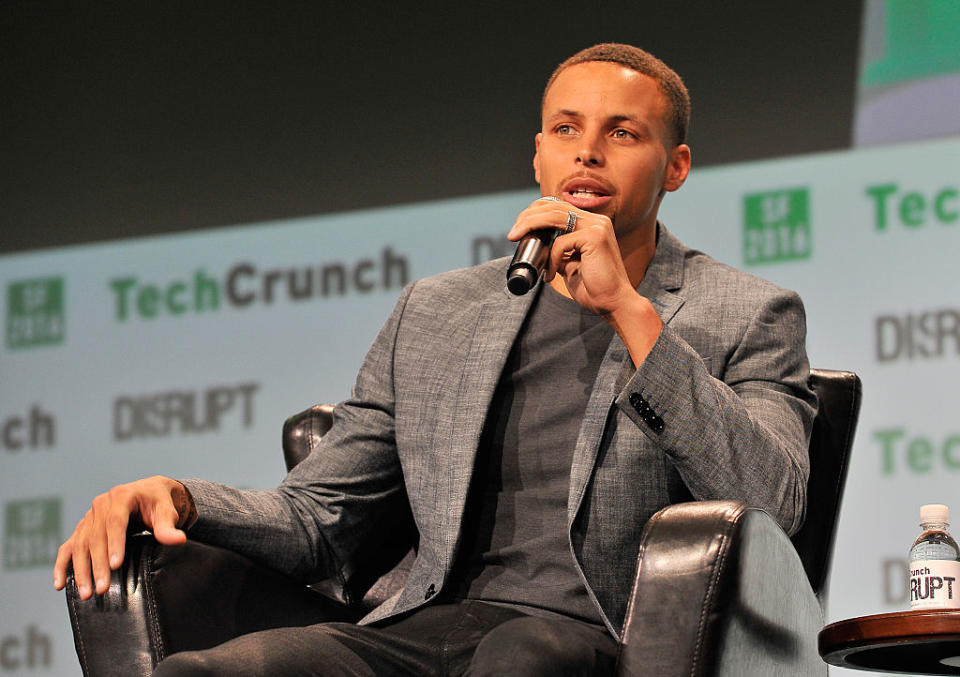 Stephen Curry speaks onstage during TechCrunch Disrupt SF 2016 at Pier 48 on Sept. 13, 2016 in San Francisco. (Steve Jennings/Getty Images for TechCrunch)