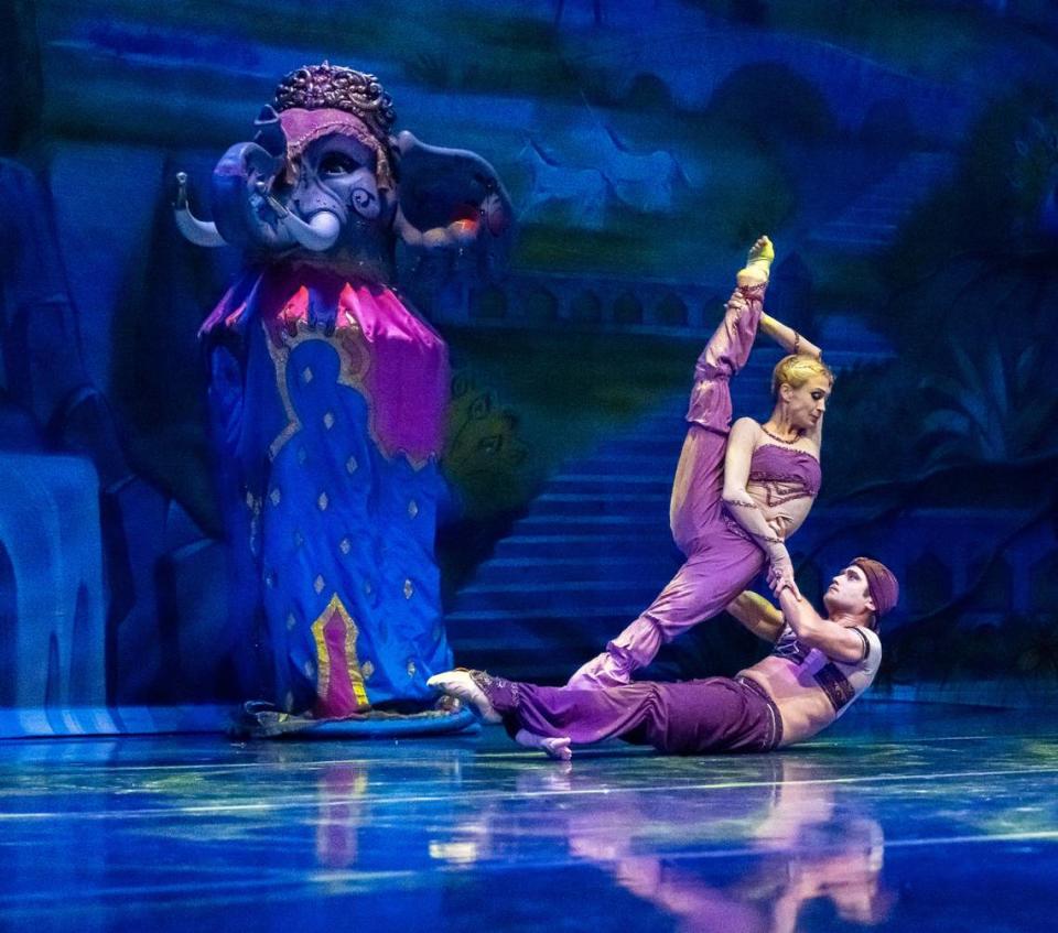 The 2023 production of “Nutcracker! Magical Christmas Ballet” includes 10-foot puppets including a Persian Elephant.