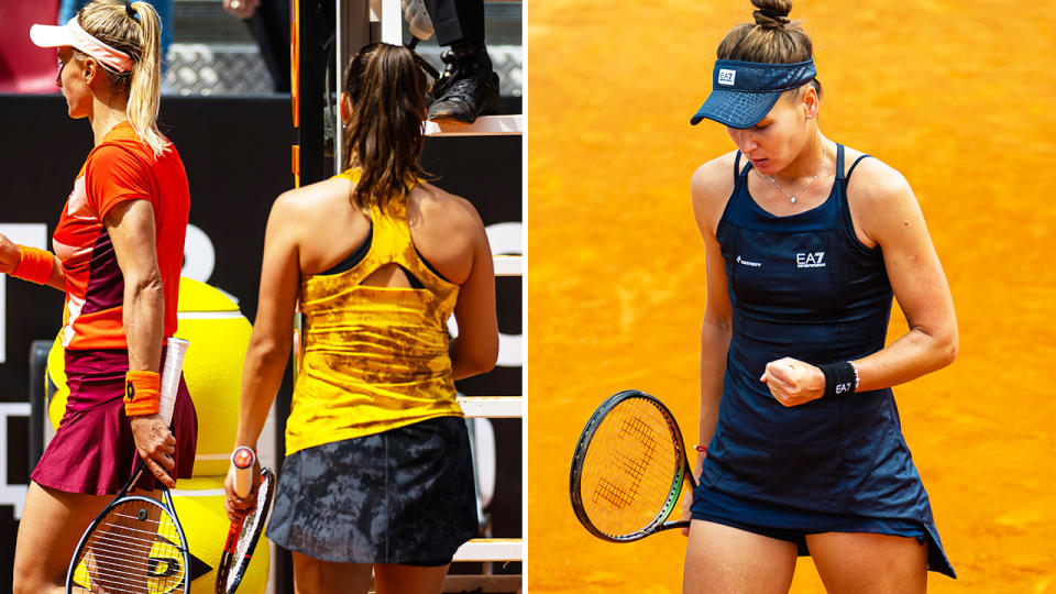 Veronika Kudermetova, pictured here alongside Daria Kasatkina and Lesia Tsurenko at the Madrid Open.