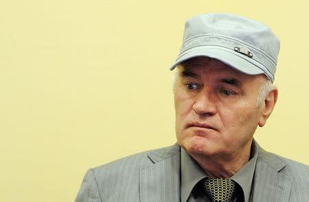 Former Bosnian Serb commander Ratko Mladic appears in court at the International Criminal Tribunal for the former Yugoslavia (ICTY) in the Hague, Netherlands, June 3, 2011. REUTERS/Martin Meissner/Pool/File Photo