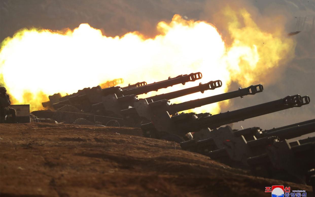 Images of an artillery competition released by Pyongyang show that the regime is not tempering its military posturing - GETTY IMAGES