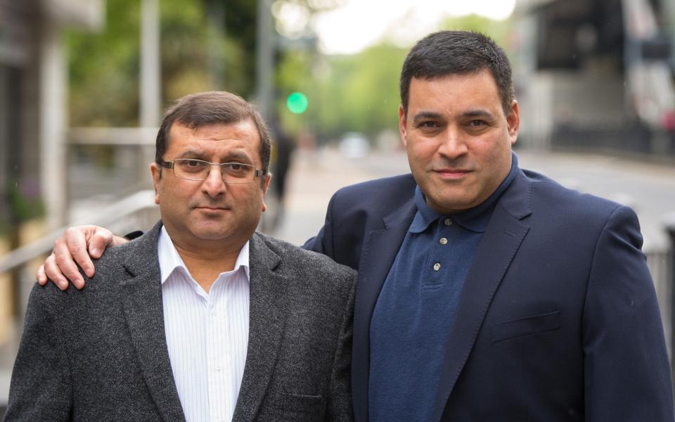 Ihsan Bashir (left) with the head of the Docklands victims' campaign group Jonathan Ganesh. Two people were killed and scores left injured in the 1996 Docklands bombings, powered by semtex supplied by the regime of former Libyan dictator Colonel Muammar Gaddafi. - Dominic Lipinski/PA Wire