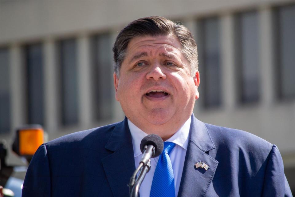 Gov. JB Pritzker speaks at a news conference in Springfield Friday, June 7, 2023.