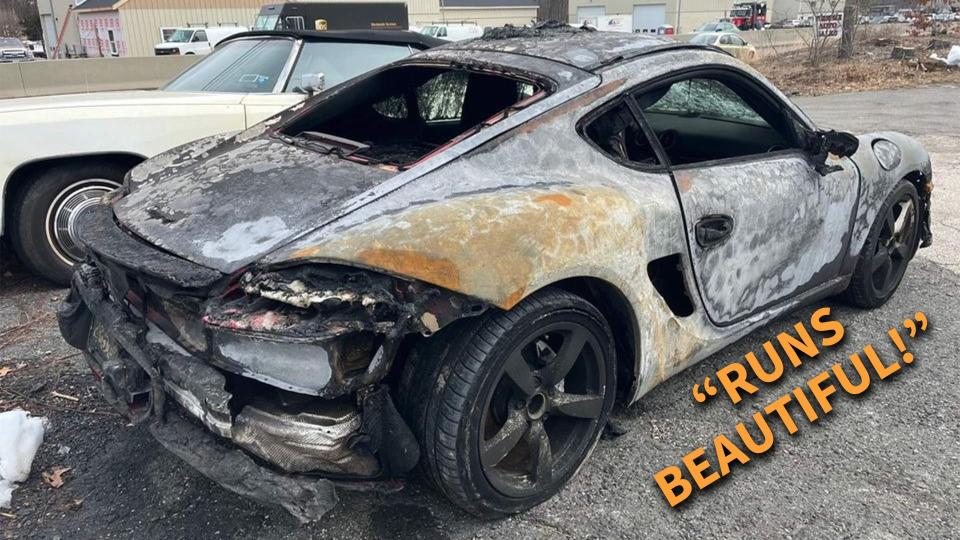 Extra-Crispy Porsche Cayman For Sale With Massive Fire Damage Runs Fine, Apparently photo