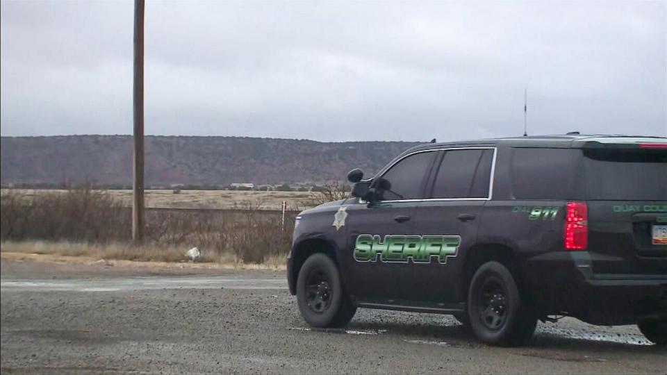 PHOTO: Authorities respond to the scene after a New Mexico State Police officer was fatally shot on Interstate 40, March 15, 2024. (KOAT)