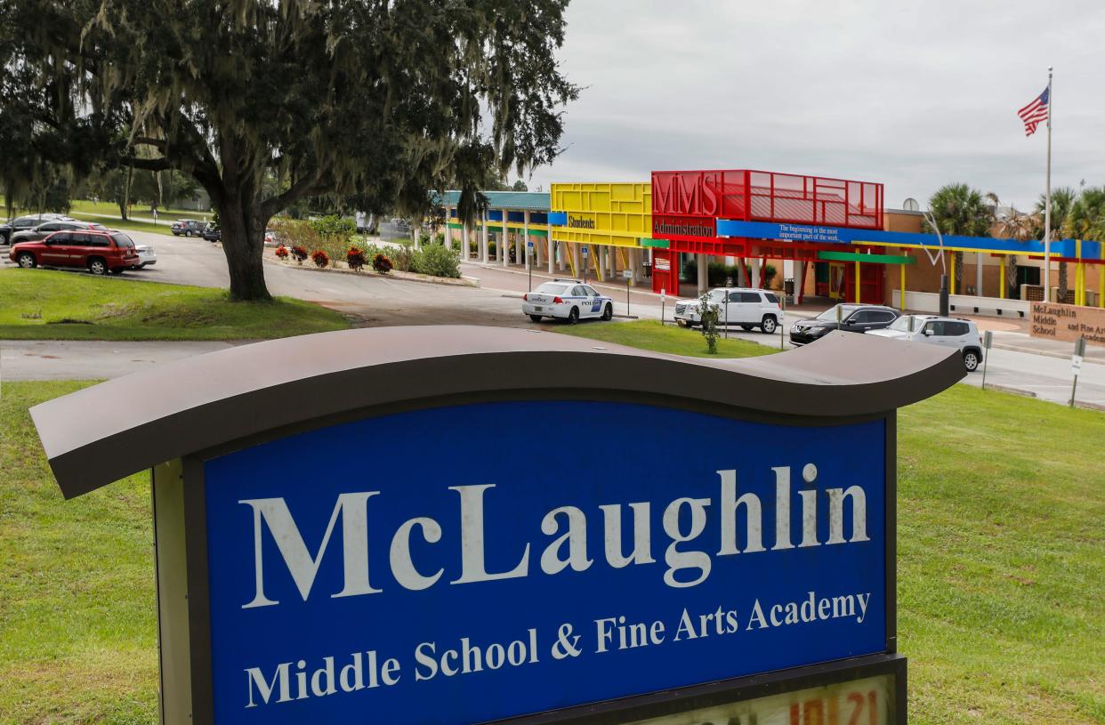 McLaughlin Middle School and Fine Arts Academy  on South 4th Street in Lake Wales, Florida.  November 30, 2020.