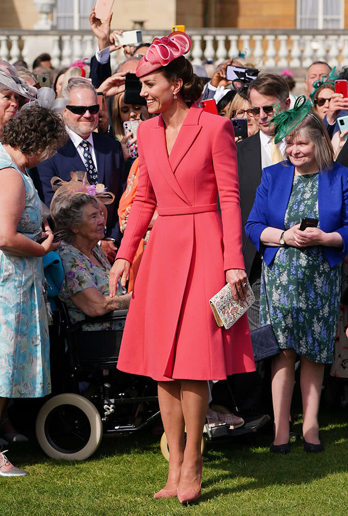 Kate Middleton attends a garden party on May 18, 2022 at Buckingham Palace. - Credit: MEGA