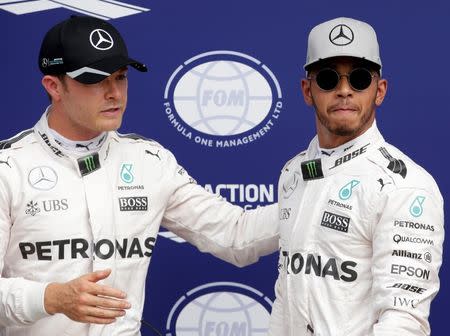 Formula One - F1 - Italian Grand Prix 2016 - Autodromo Nazionale Monza, Monza, Italy - 3/9/16 Mercedes' Lewis Hamilton and Nico Rosberg after qualifying Reuters / Max Rossi Livepic
