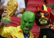 <p>The Mask and a Belgian fan are in Kazan to watch the Red Devils play Brazil </p>