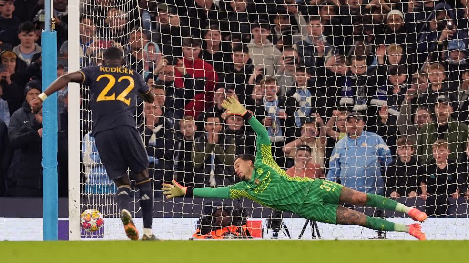 Antonio Rüdiger sends his penalty past Ederson. - Martin Rickett/PA