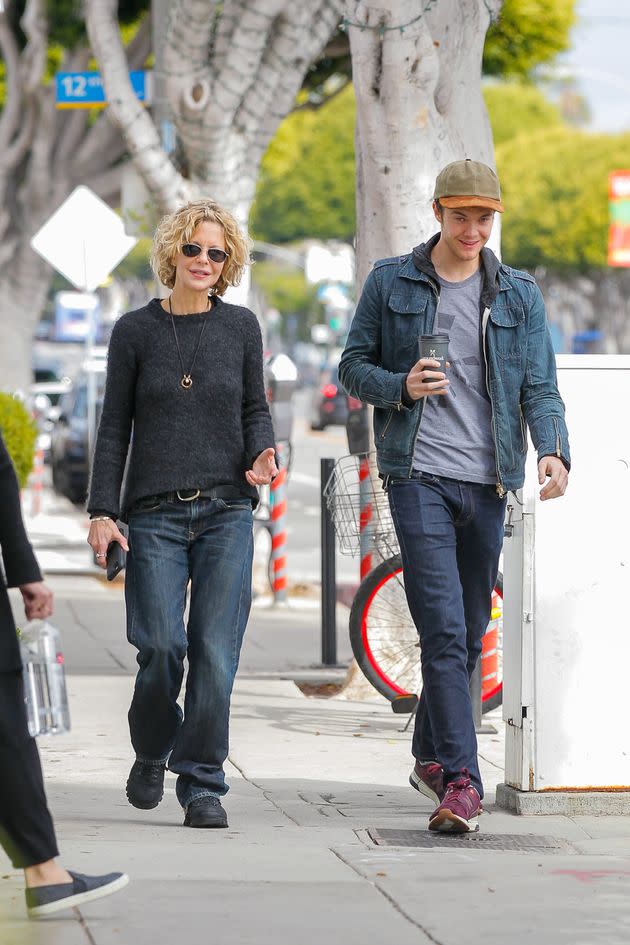 Jack Quaid, right, with mom Meg Ryan in 2016. 