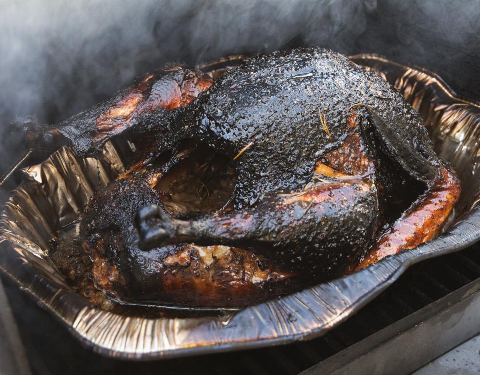 burnt turkey in a pan