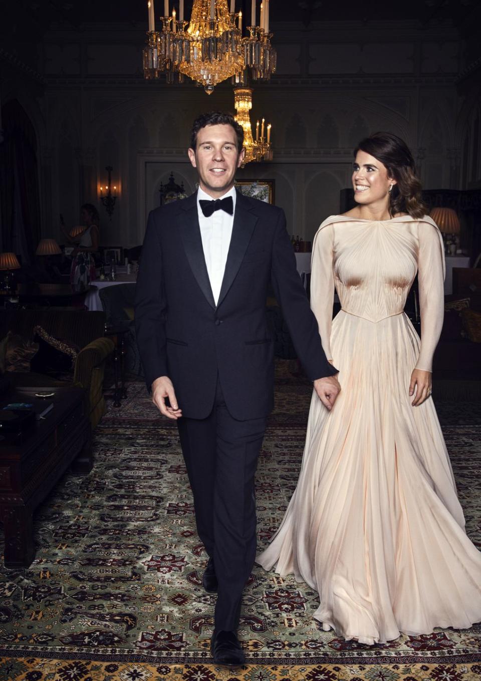 <p>The second dress Princess Eugenie wore to her royal wedding in October 2018 is one for the books. For her reception, the Princess changed into a<a href="https://www.townandcountrymag.com/style/fashion-trends/a23697214/princess-eugenie-second-royal-wedding-reception-zac-posen-dress-photos/" rel="nofollow noopener" target="_blank" data-ylk="slk:blush tone draped gown;elm:context_link;itc:0;sec:content-canvas" class="link "> blush tone draped gown</a> designed by Zac Posen.</p>