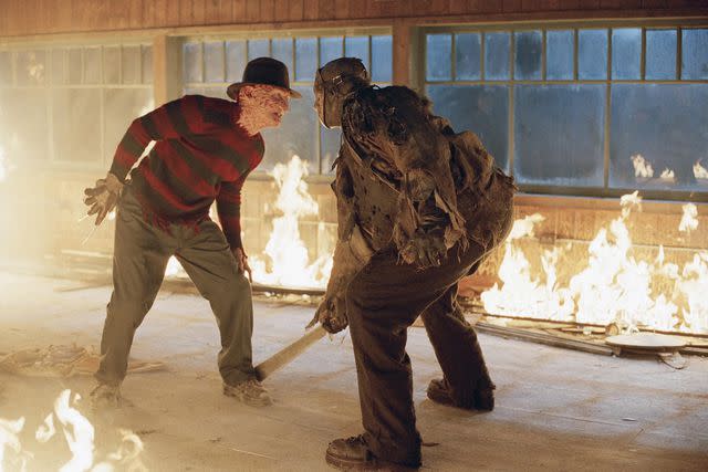 <p>New Line/Kobal/Shutterstock</p> Katharine Isabelle and Ken Kirzinger in 'Freddy vs. Jason'