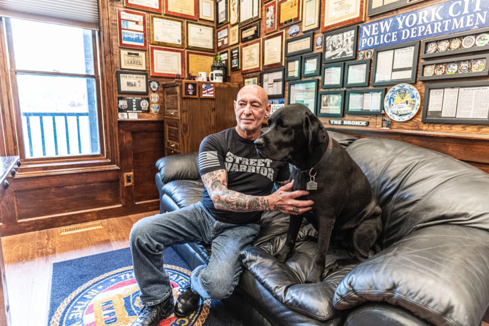 Ralph Friedman at home in Fairfield County, Connecticut, with his Chase, his Labrador retriever and personal bodyguard (Courtesy of Ralph Friedman)