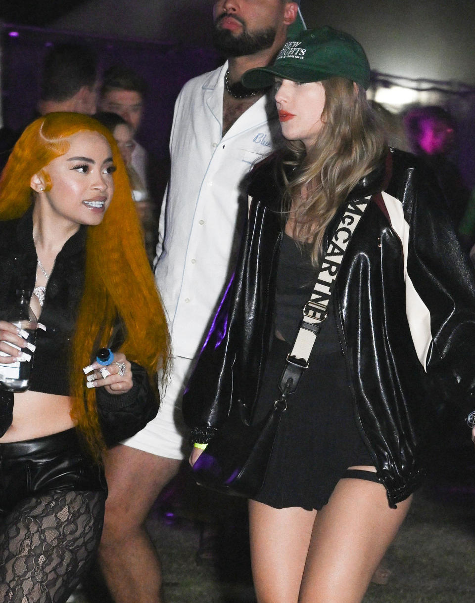 Ice Spice and Taylor Swift at Neon Carnival held during the Coachella Music and Arts Festival on April 13, 2024 in Thermal, California. (Gilbert Flores / WWD via Getty Images)