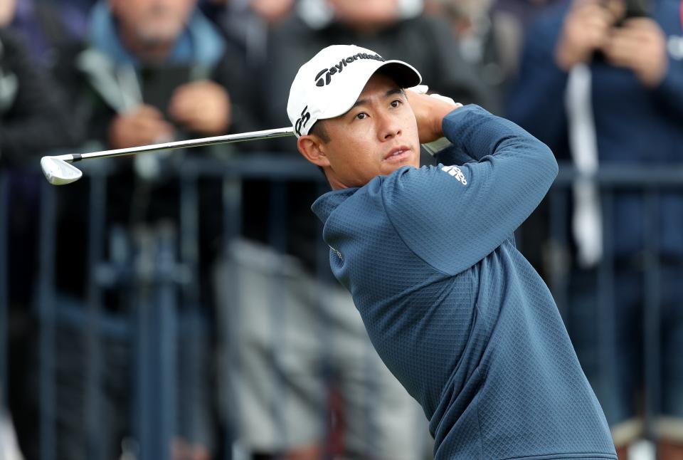 Colin Morikawa tees off with an iron (PA Wire)