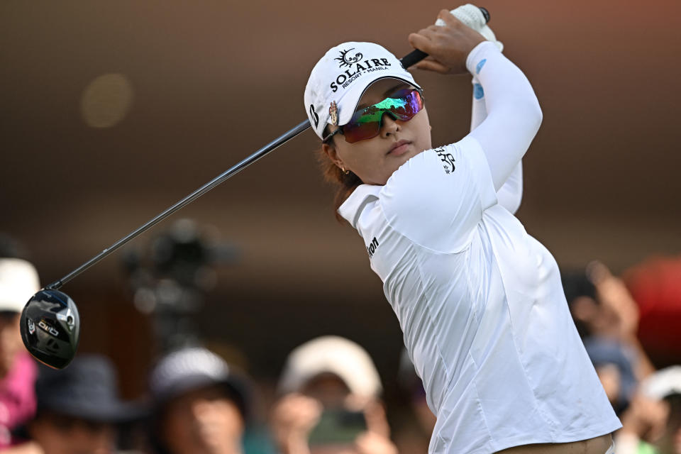 Ko Jin-young of South Korea tees off during the first day of the 2024 Honda LPGA Thailand golf tournament at the Siam Country Club in Pattaya on February 22, 2024. (Photo by Lillian Suwanrumpha/AFP)