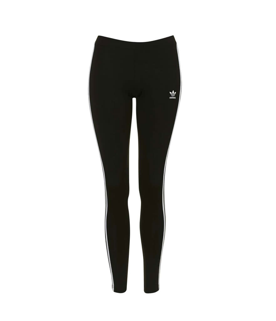 <p>Adidas Three Stripe Leggings By Adidas Originals, $48, <a rel="nofollow noopener" href="http://us.topshop.com/en/tsus/product/clothing-70483/adidas-originals-5944625/three-stripe-leggings-by-adidas-originals-5659315?bi=40&ps=20" target="_blank" data-ylk="slk:topshop.com;elm:context_link;itc:0;sec:content-canvas" class="link ">topshop.com</a> </p>