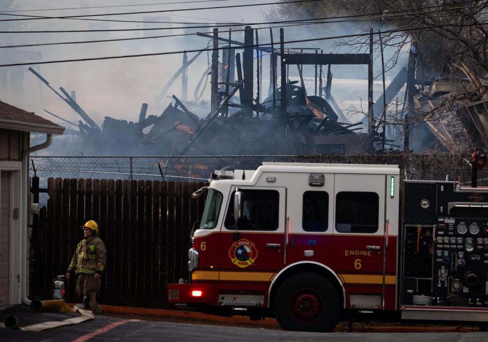 The vacant building where Wednesday's fire originated was completely destroyed, and the Casulo Hotel's interior appeared to be completely gone.