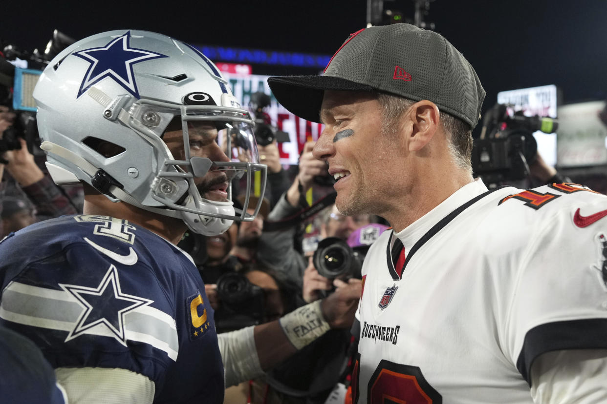 Behind Dak Prescott's stellar play, the Cowboys beat Tom Brady for the first time on Monday. (AP Photo/Peter Joneleit)