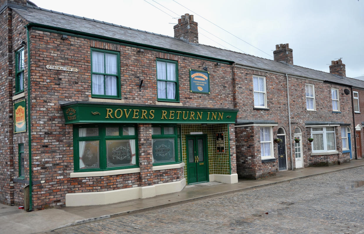 MANCHESTER, ENGLAND - NOVEMBER 29:  General View of the Rovers Return Inn at the new Coronation Street set on November 29, 2013 in Manchester, England.  (Photo by Richard Martin-Roberts/Getty Images)