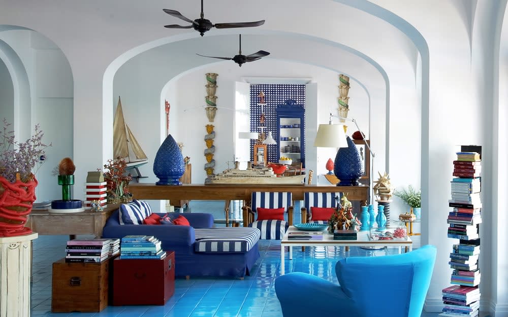 Jazzy and nautical: Maison La Minervetta's interiors are quirky and colourful, all to the backdrop magnificent views, earning its name as the hippest hotel on this stretch of coast