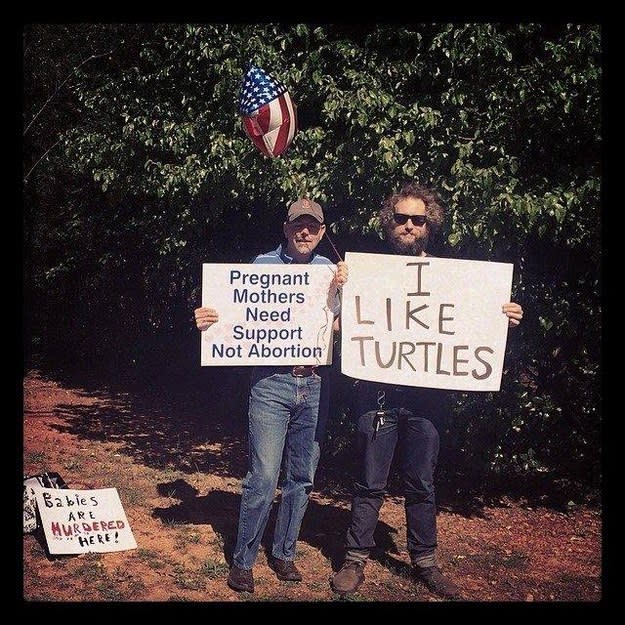 Couple protest anti-abortion protests in North Carolina