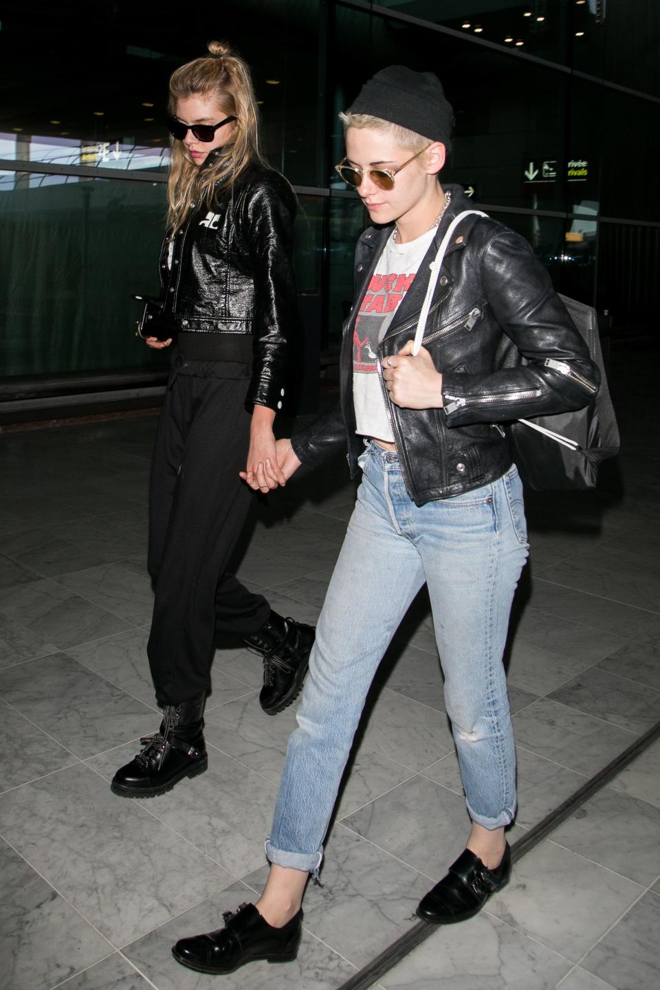 Shades? Check. Leather Jacket? Check: Stella Maxwell and Kristen Stewart