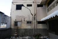 A building with cracks linked to rock salt mining by the petrochemical company Braskem is seen in Maceio