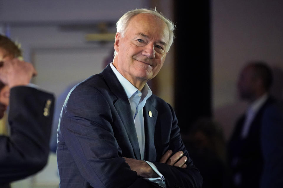 Arkansas Gov. Asa Hutchinson attends the National Governors Association summer meeting, Friday, July 15, 2022, in Portland, Maine. (AP Photo/Robert F. Bukaty)