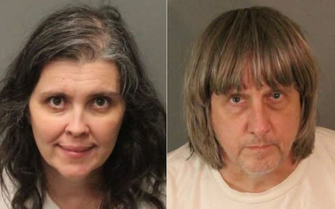 Police custody images of David Allen Turpin and Louise Anna Turpin - Credit: JOSE ROMERO /AFP/Getty