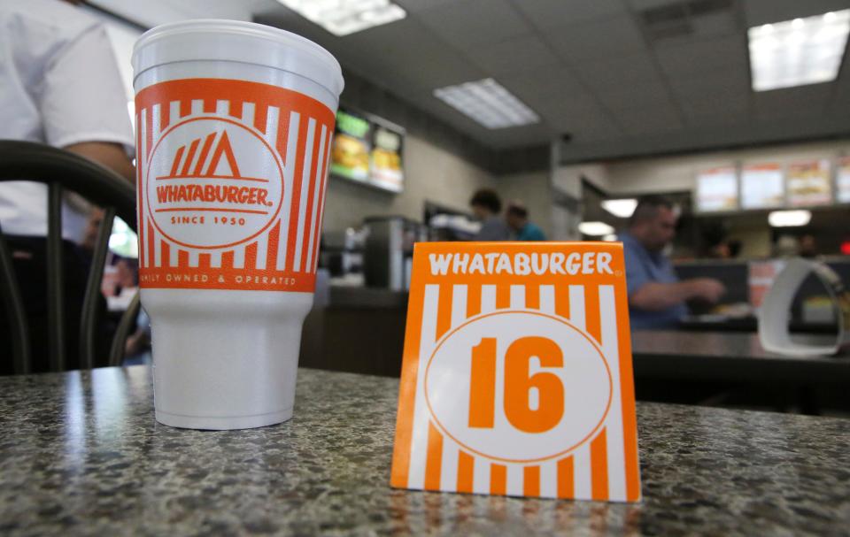 A Whataburger tent order number sits on a table in Dallas, Wednesday, Aug. 9, 2017.